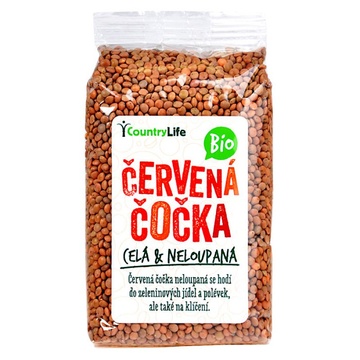 BIO Čočka červená celá 500 g COUNTRY LIFE